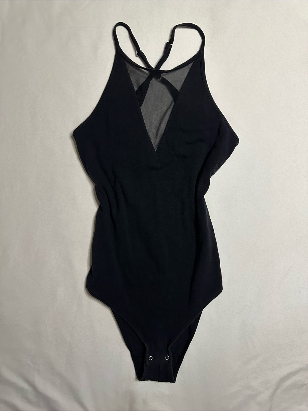 Abercrombie & Fitch Black Mesh V-Neck Bodysuit